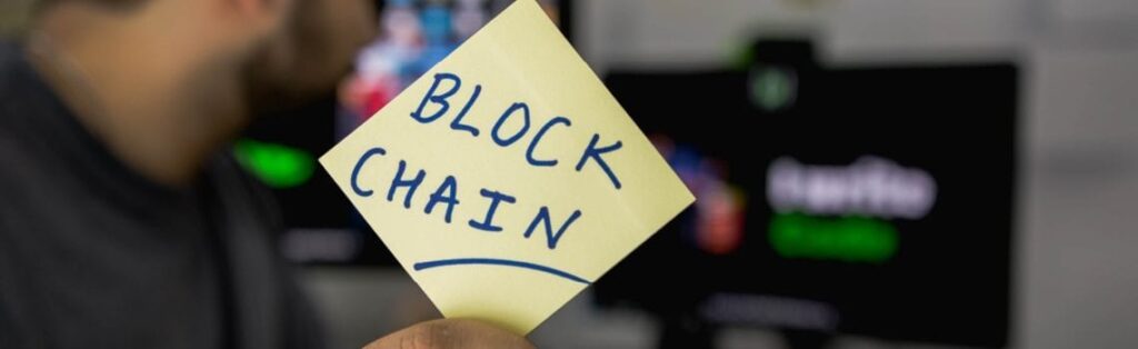 image of a post it saying "block chain"