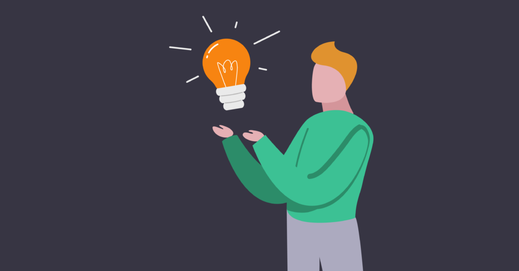 man holding a lightbulb as he has gotten an idea