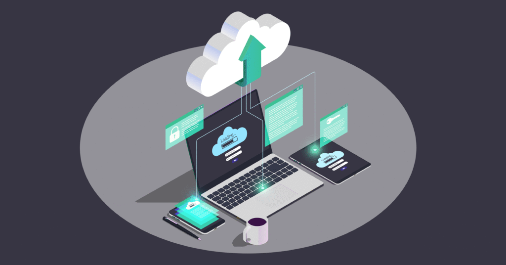an image showing cloud space and connection with computer