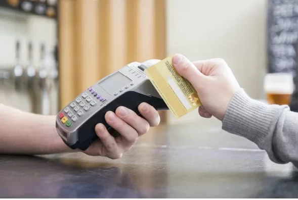 Payment card and machine