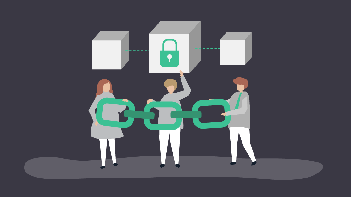 3 people holding security boxes and chains