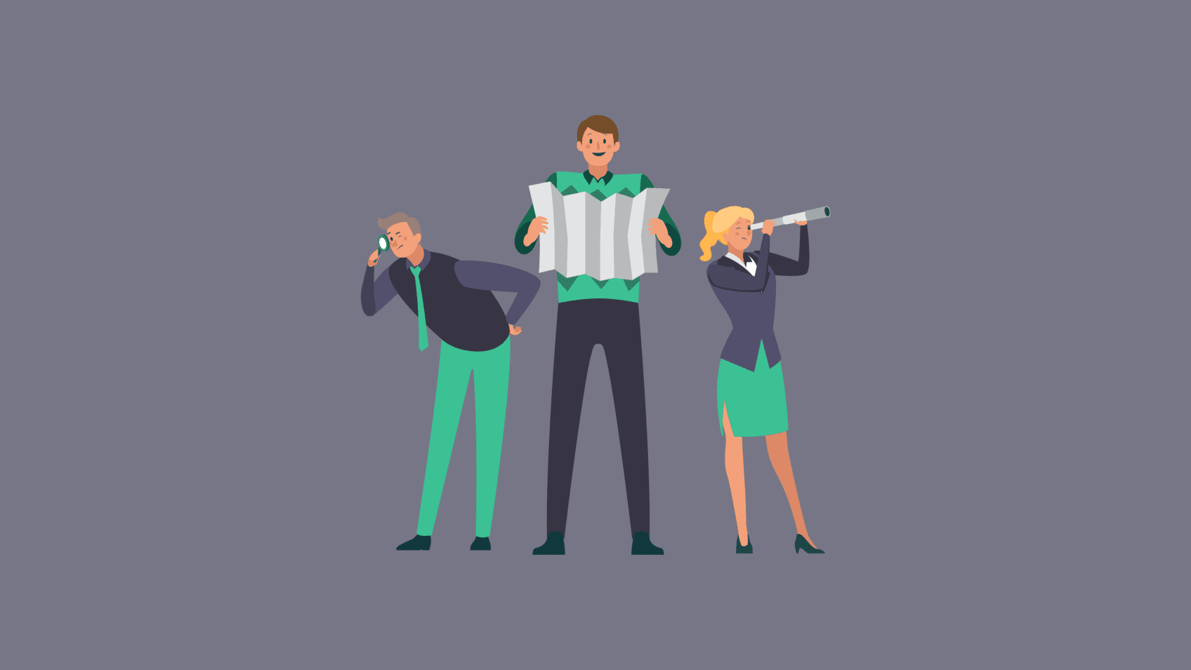 3 people using different navigation equipment 