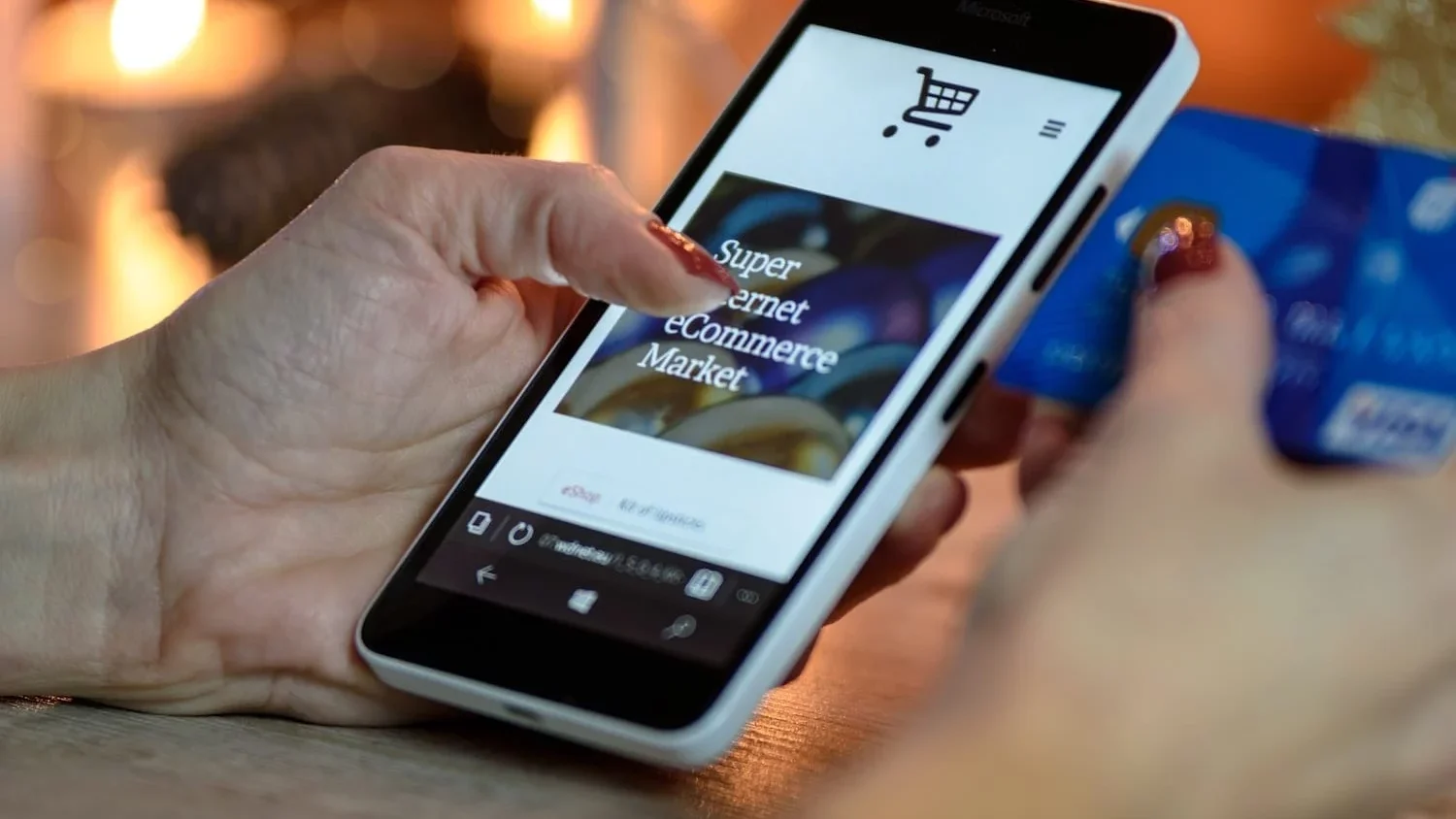 close up of smart phone showing online shopping